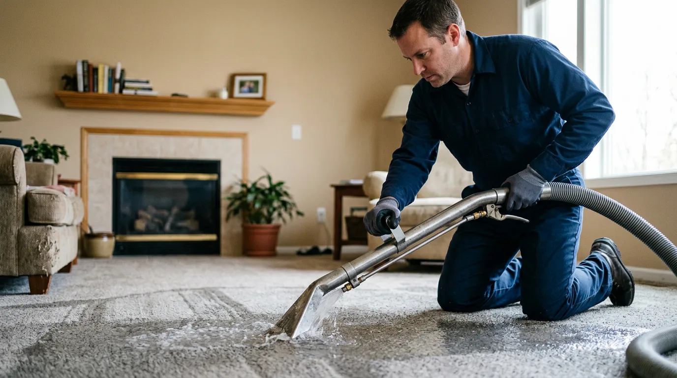 Water damage restoration technician working near Farmington, KY
